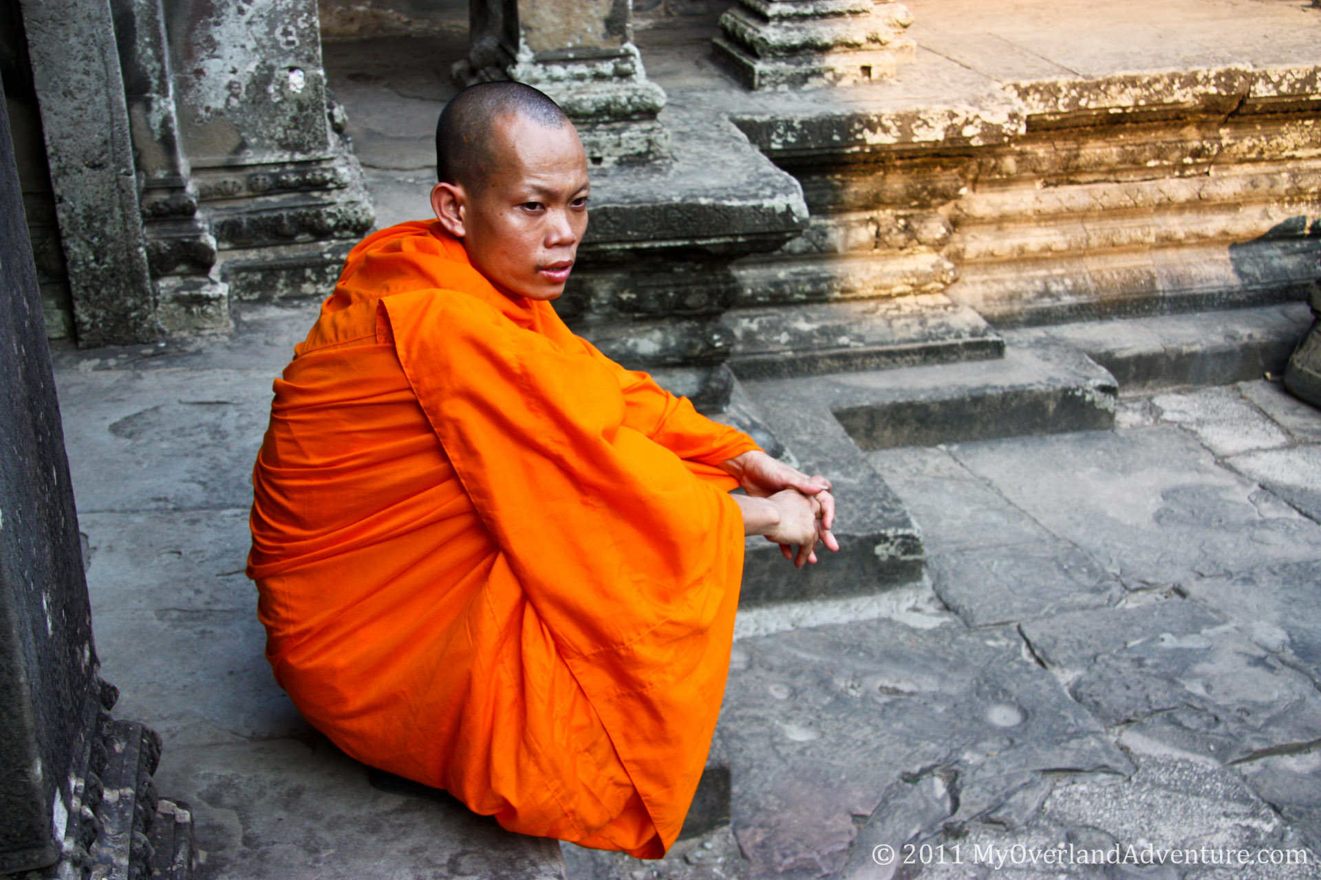 A lone Monk at Angkor Wat,