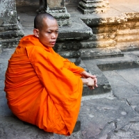 A lone Monk at Angkor Wat,